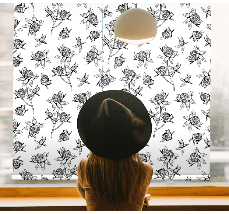 Black and white floral design Living room blind - TenStickers