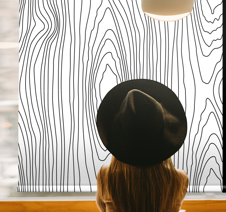 Black and white wood lines textured roller blind - TenStickers