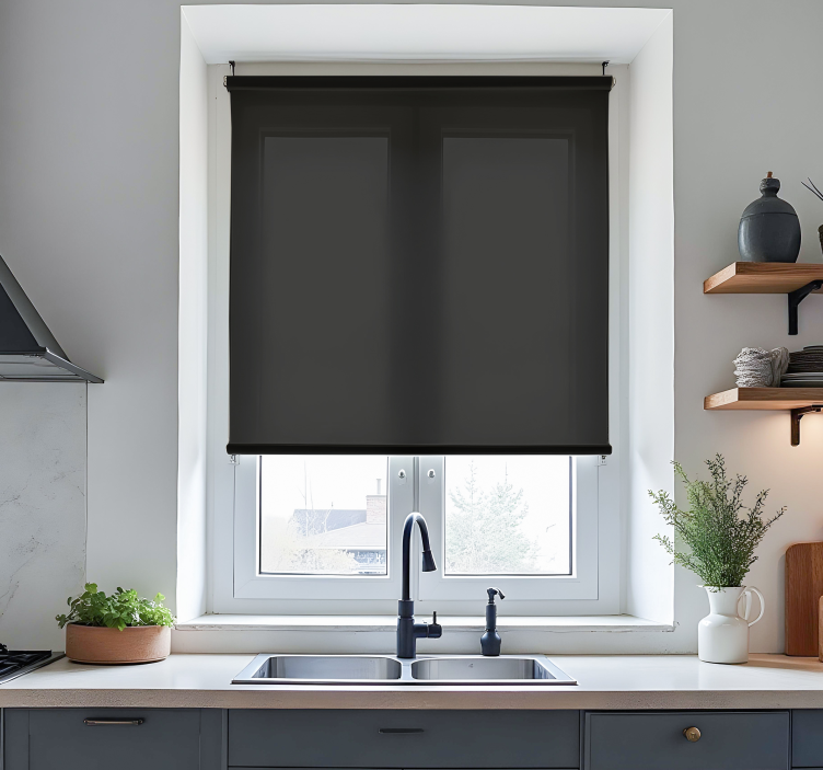 Black monocolor kitchen roller blind - TenStickers