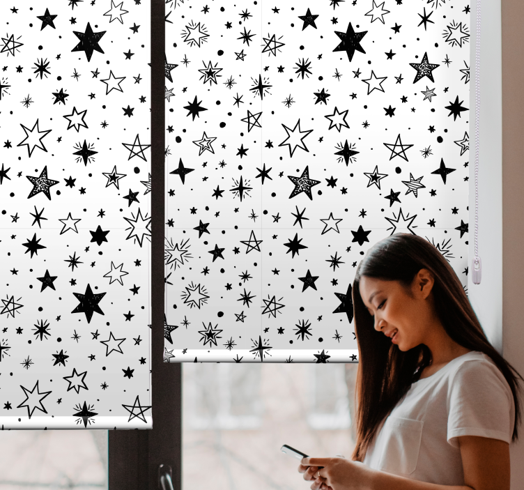 Black star pattern white Modern blind - TenStickers