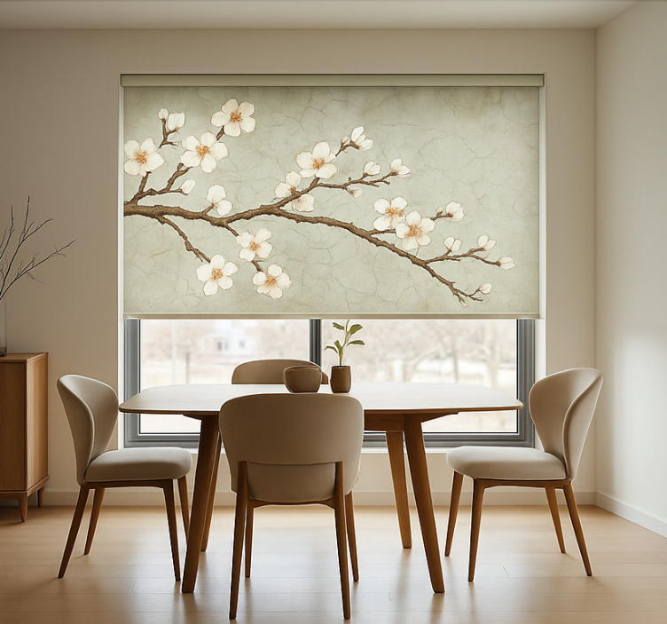 Blooming Japense tree dining room roller blind - TenStickers
