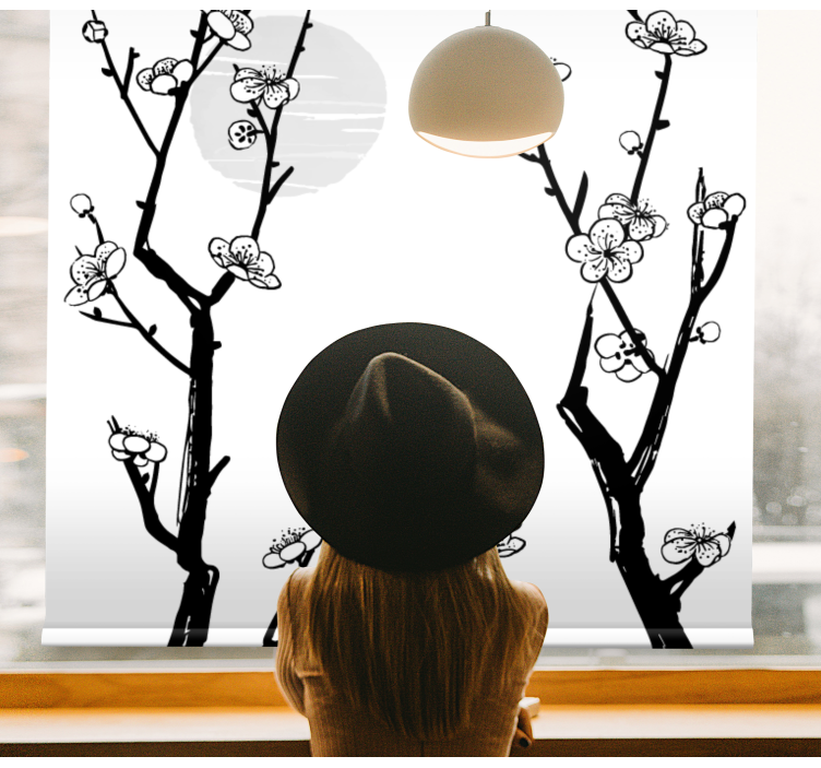 Blossoming Branches Silhouette roller blind flowers - TenStickers