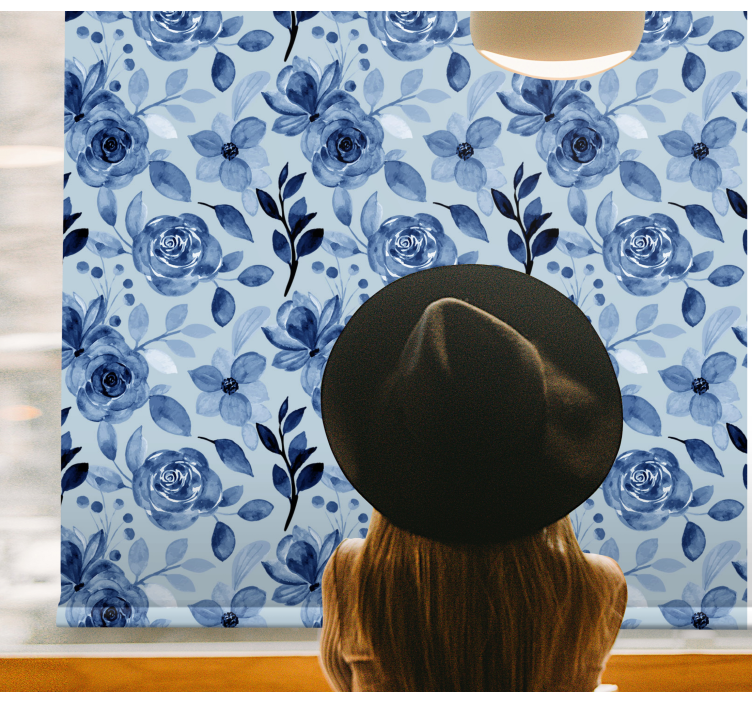 Blue arrangement roller blind flowers - TenStickers