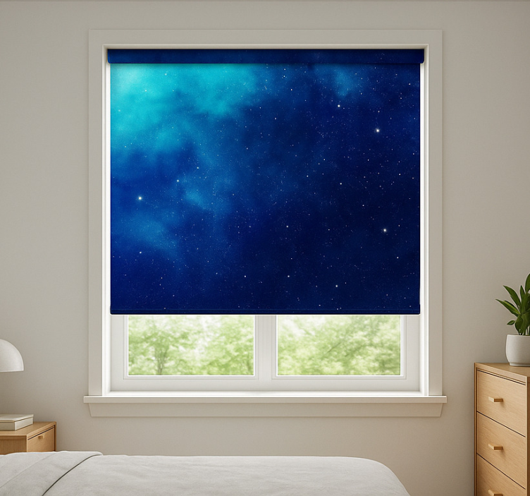 Blue Galaxy Star teenage roller blind - TenStickers