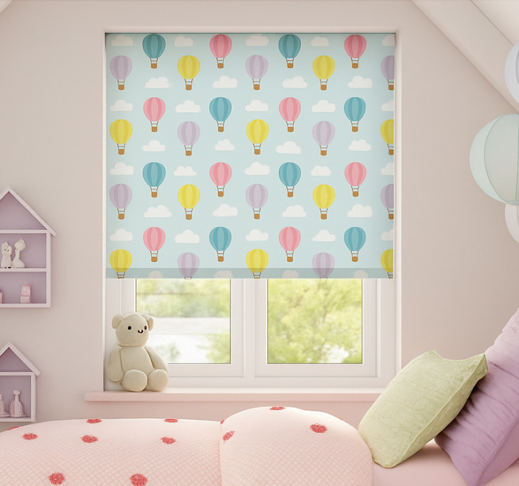Blue hot air balloons kids roller blind - TenStickers