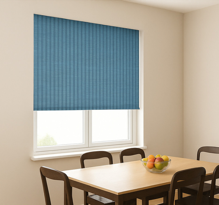 Blue woven plaid effcet  dining room roller blind - TenStickers