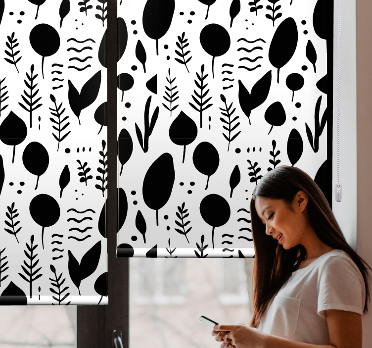 Botanical Silhouette Pattern tree roller blind - TenStickers