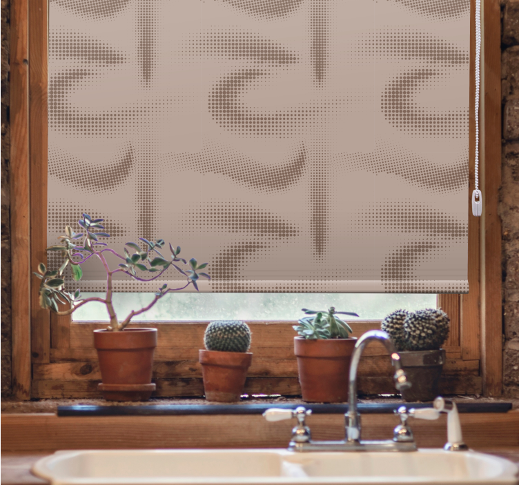 Brown curved patterned textured roller blind - TenStickers