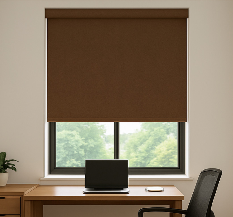 Brown office roller blind - TenStickers