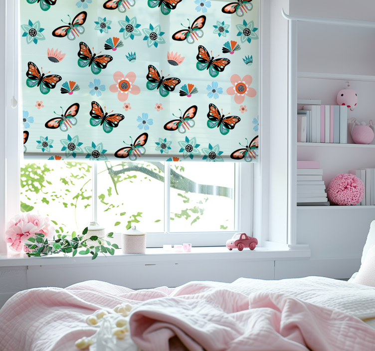 Butterflies and flowers Children's blind - TenStickers