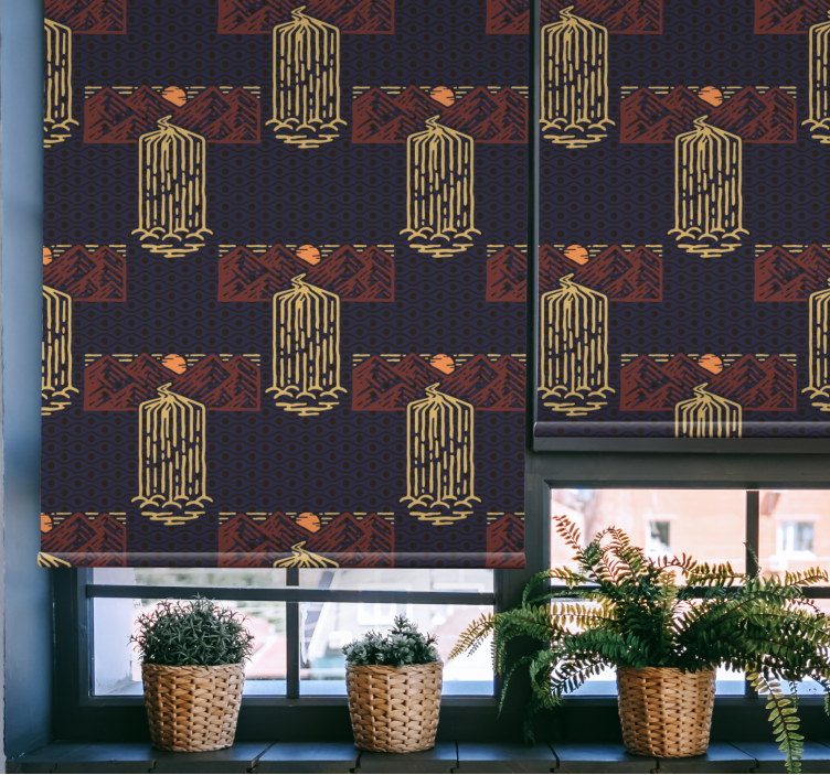 Sunset with waterfalls vintage roller blind - TenStickers