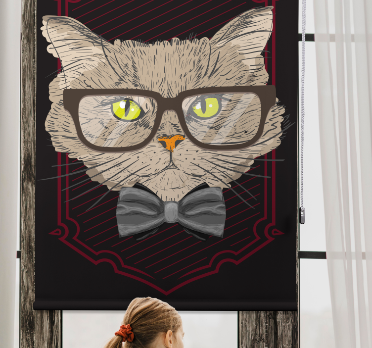 Cat with glasses Fun blind - TenStickers