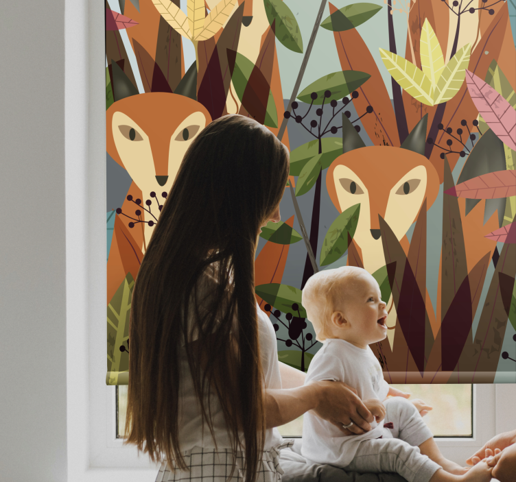 Charming foxes amidst foliage animal roller blind - TenStickers