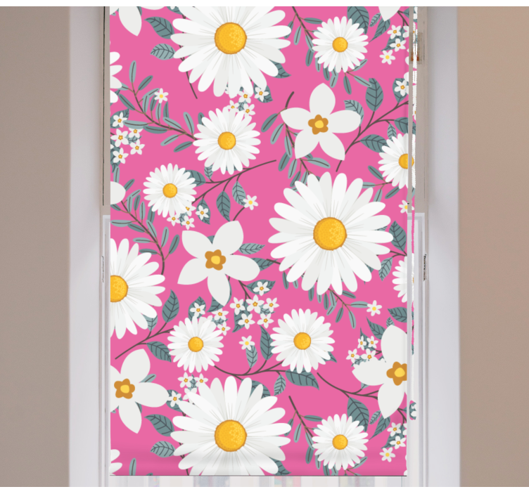 Pink daisies pattern roller blind flowers - TenStickers