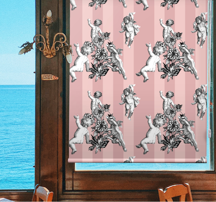 Cherubs with flowers traditional roller blind - TenStickers