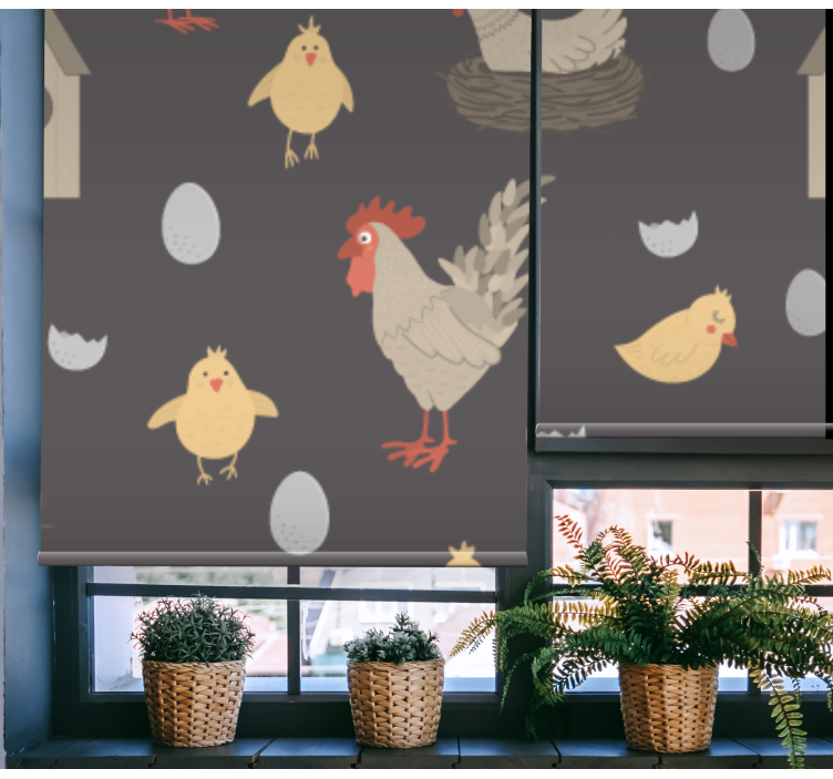 Chickens and Eggs Motif animal roller blind - TenStickers
