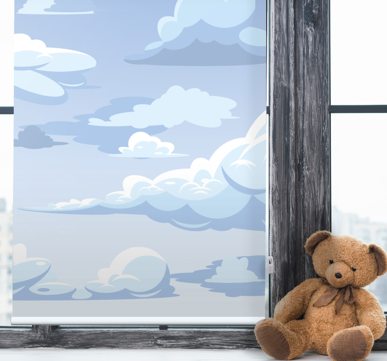 Blue drawing motif roller blind clouds - TenStickers
