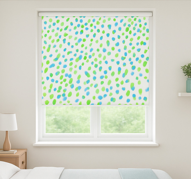 Blue and green dots teenage roller blind - TenStickers