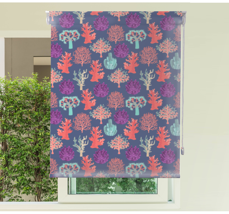 Colorful Coral Patterns roller blind flowers - TenStickers