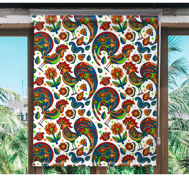 Colorful roosters animals roller blind - TenStickers