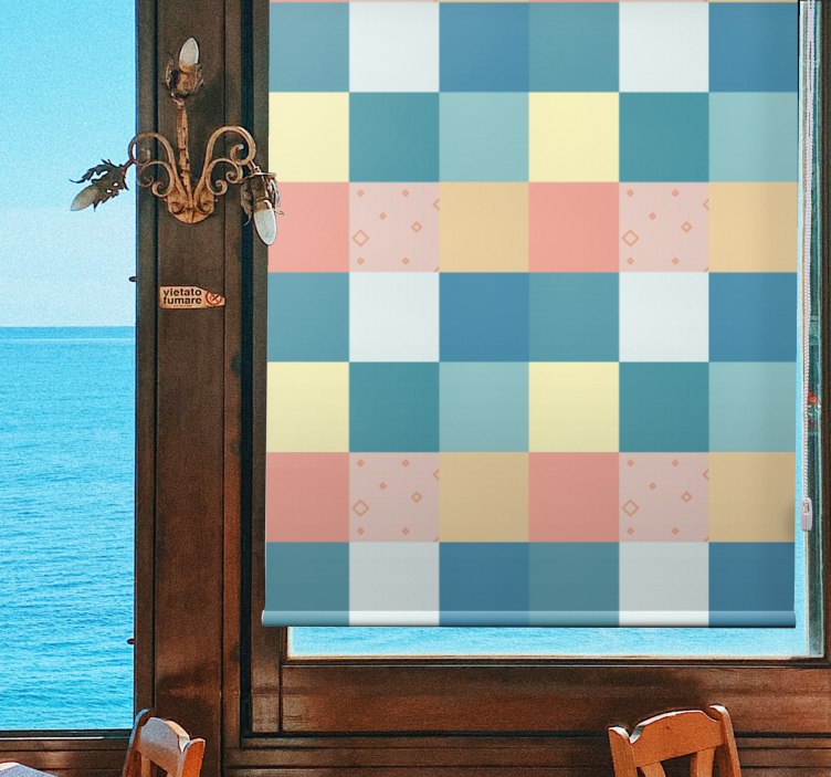 Colorful Square Pattern textured roller blind - TenStickers