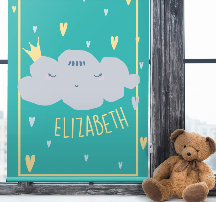 Crowned cloud with name kids roller blind - TenStickers