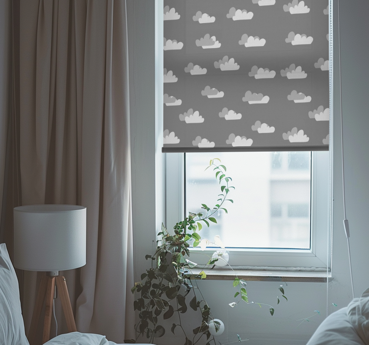 Cumulus Cloud Pattern Grey roller blind - TenStickers