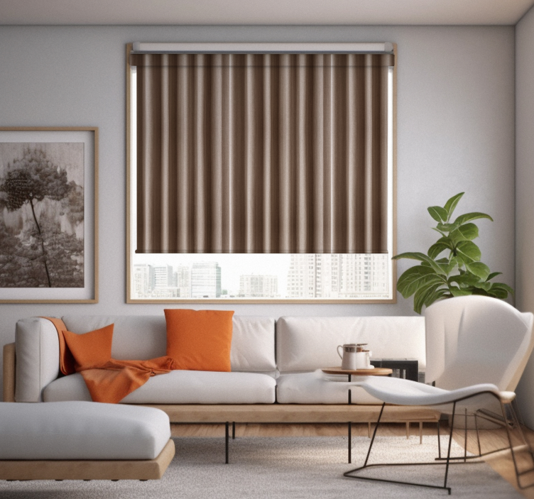 Curtain texture beige roller blind - TenStickers