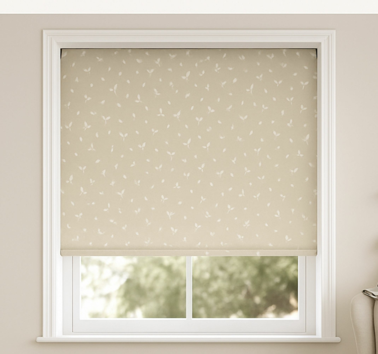 Beige leaves motif kids roller blind - TenStickers