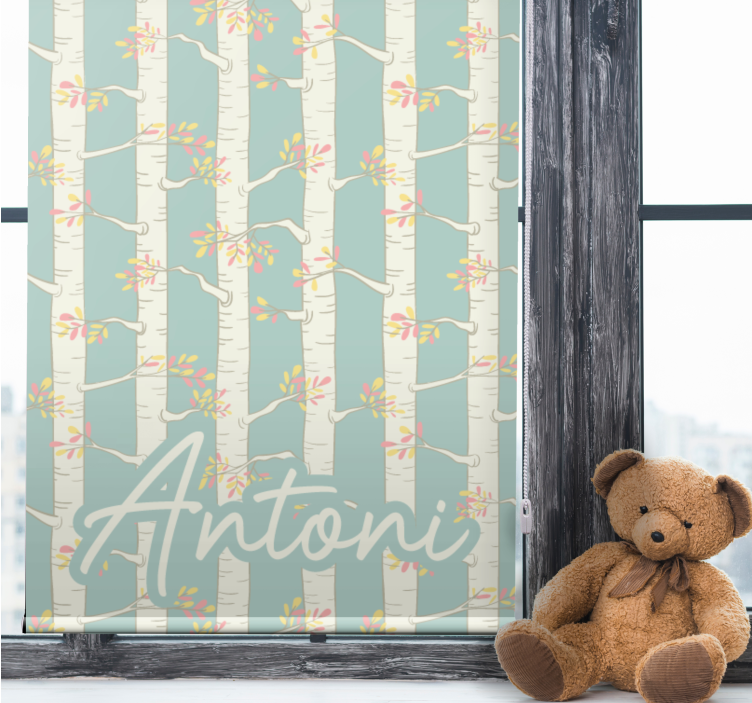 Birches with name tree roller blind - TenStickers