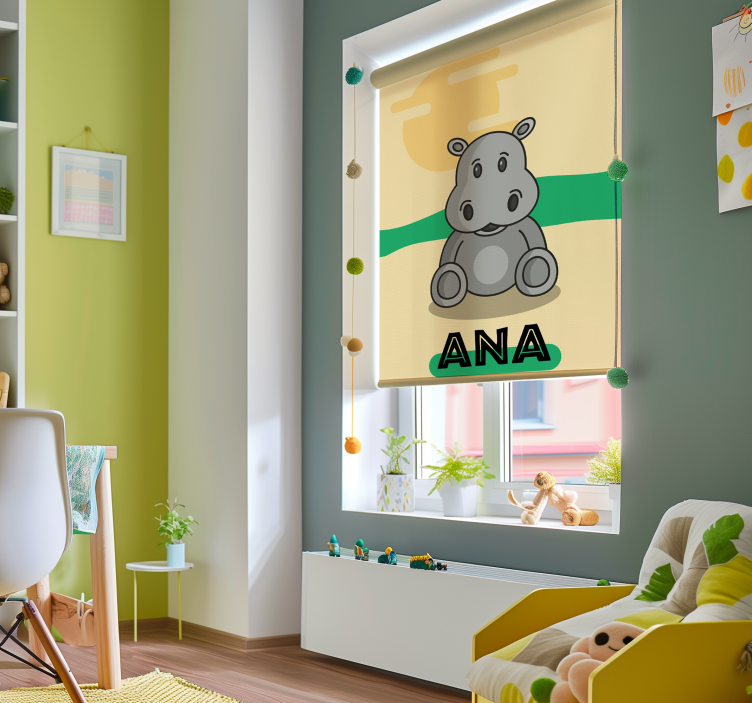 Customizable Hippo animals roller blind - TenStickers