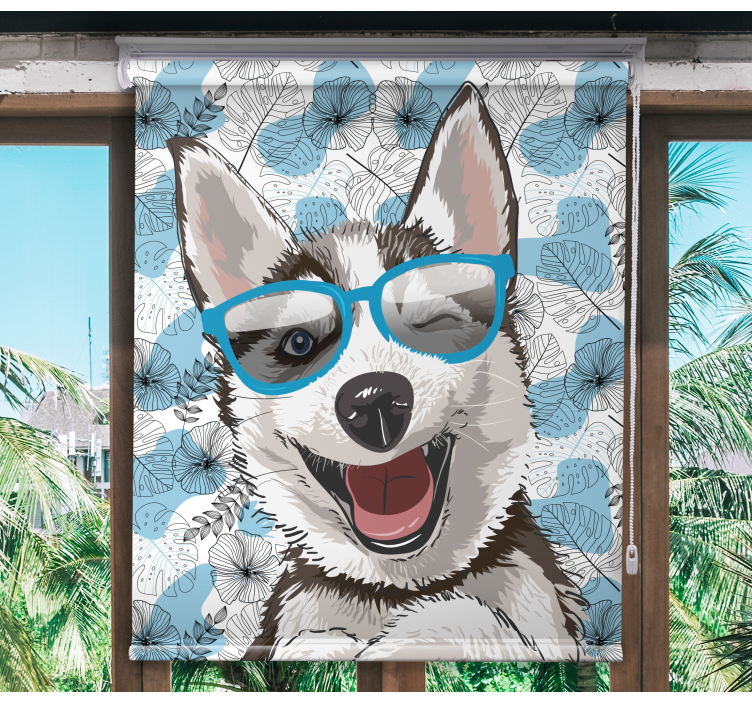 Cute dog smiling Flower blind - TenStickers