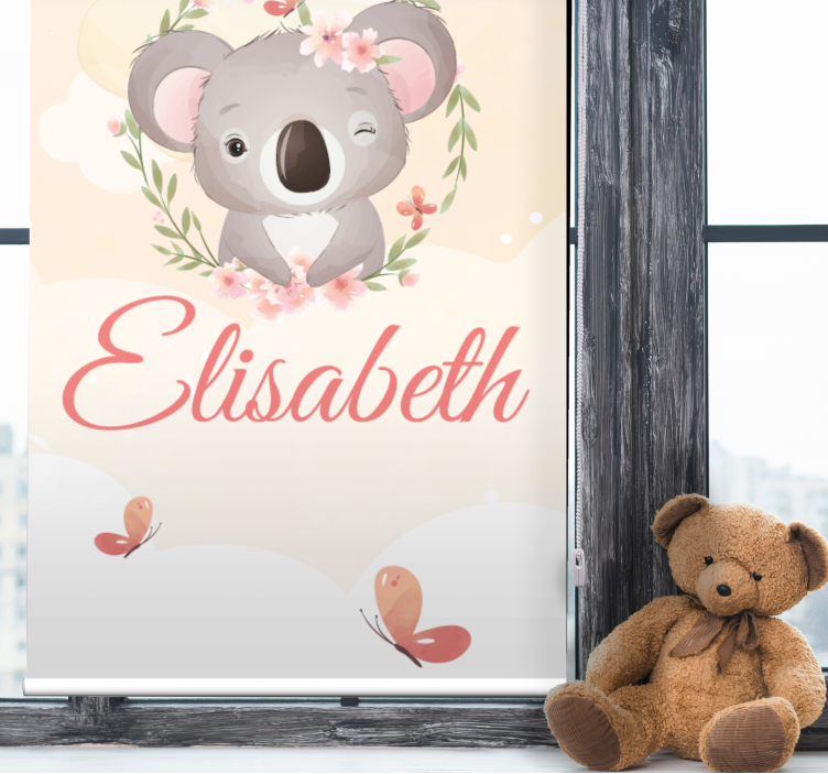 Kids roller blind baby koala personalized name - TenStickers