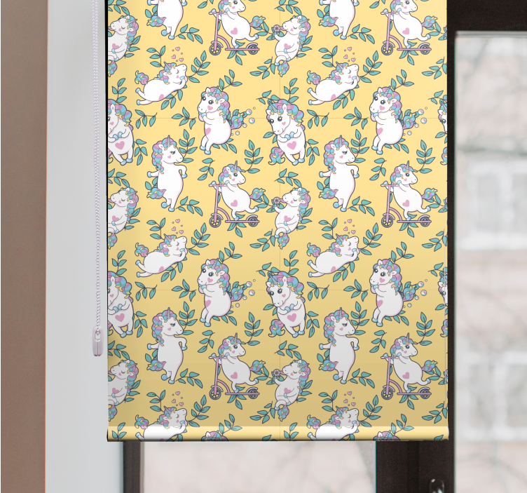 Baby unicorns playing kids roller blind - TenStickers