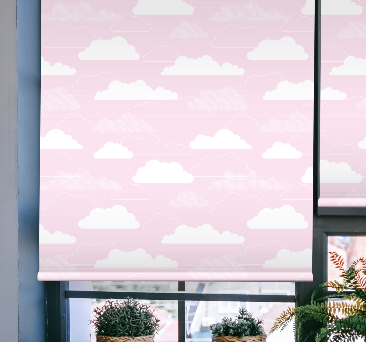 Dreamy pink pattern roller blind clouds - TenStickers
