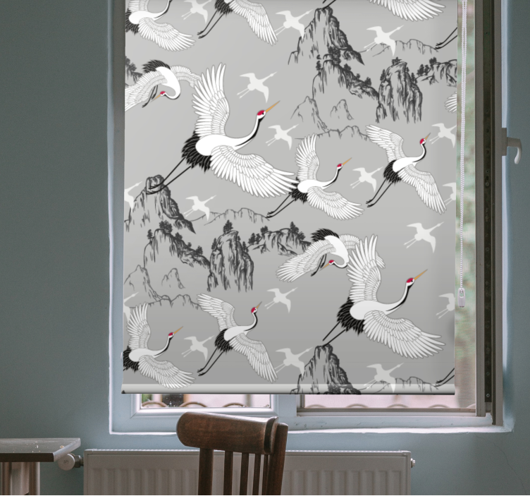 Elegant cranes and peaks animals roller blind - TenStickers
