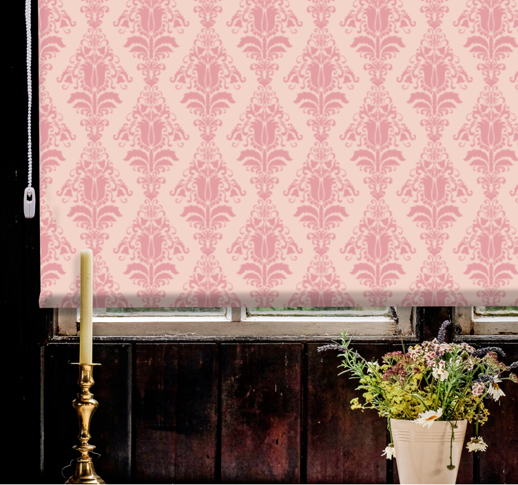 Elegant roller blind in pink floral design - TenStickers