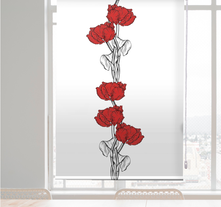 Elegant red blooms roller blind flowers - TenStickers