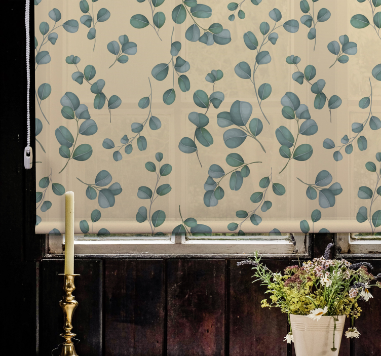 Eucalyptus Leaf Pattern roller blind flowers - TenStickers