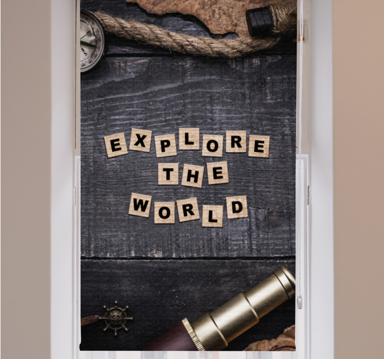 Explore the world plane writing roller blind - TenStickers