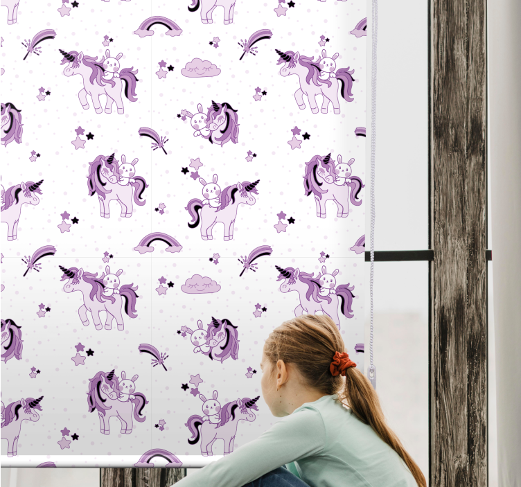 Fantasy purple unicorns kids roller blind - TenStickers