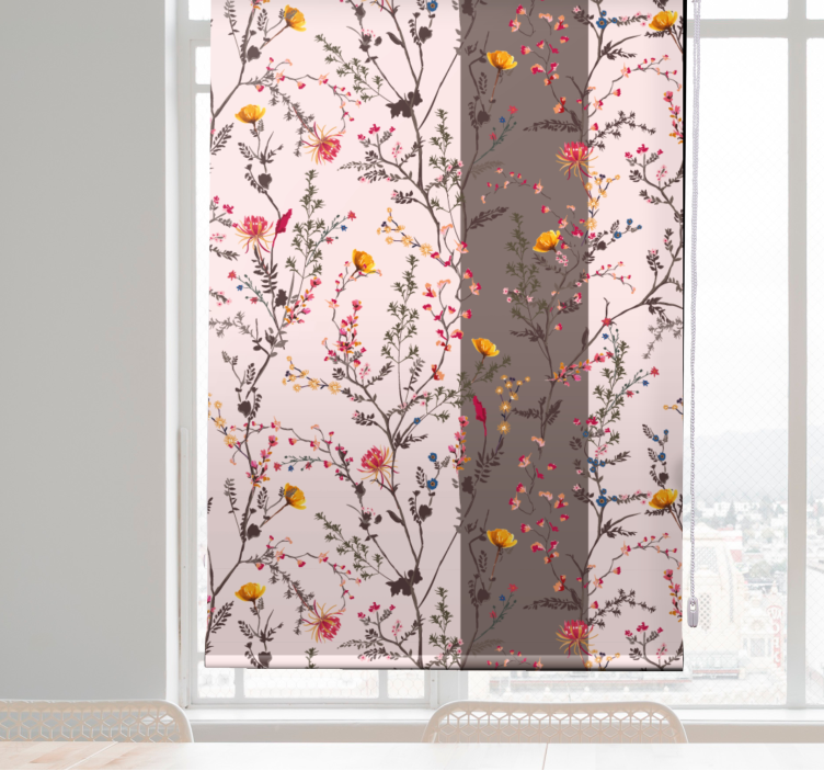 Elegant bird motif roller blind flowers - TenStickers