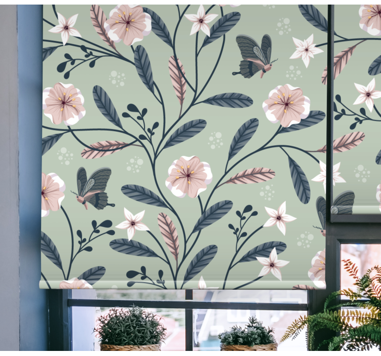 Floral Butterfly Patterns roller blind flowers - TenStickers