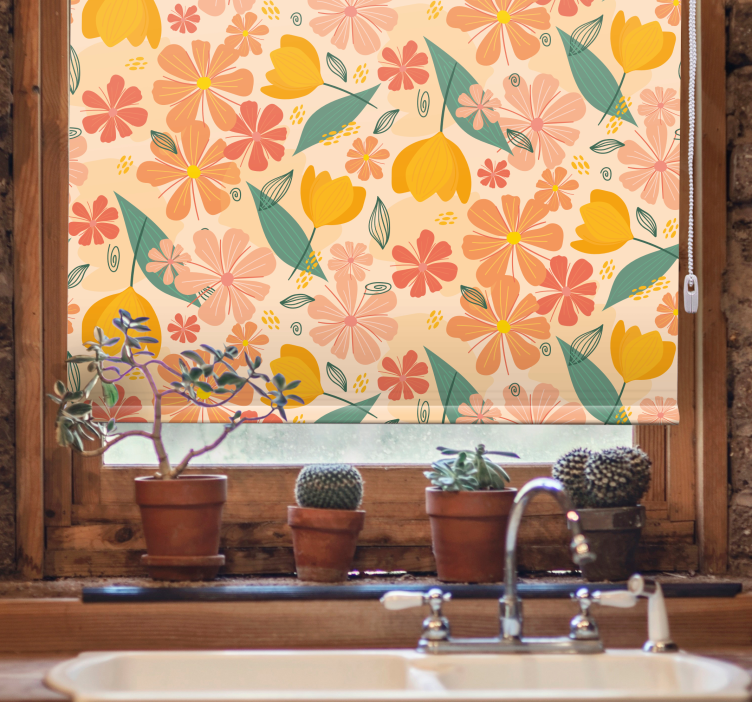 Floral Design Motif roller blind flowers - TenStickers