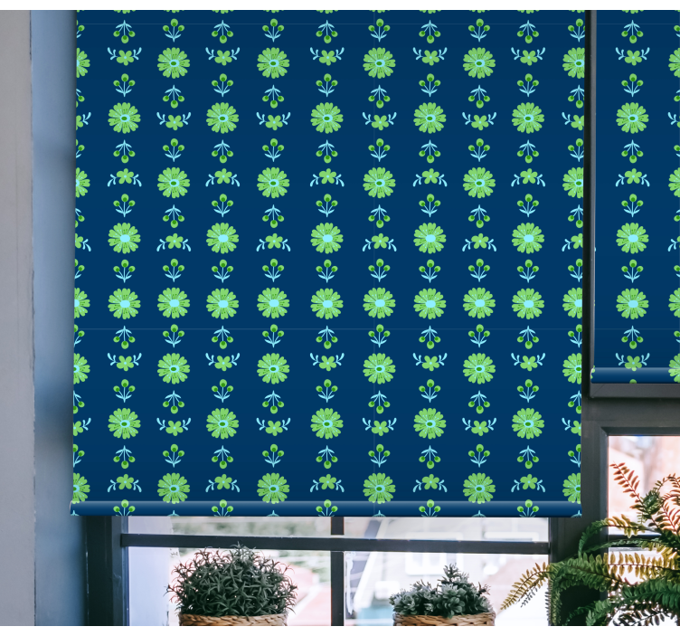 Green patterns roller blind flowers - TenStickers