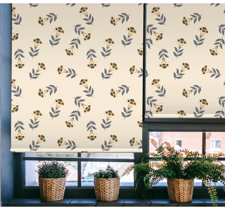 Beige minimalistic pattern roller blind flowers - TenStickers