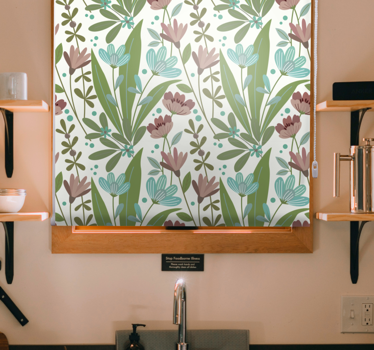 Floral Leaf Patterns roller blind flowers - TenStickers