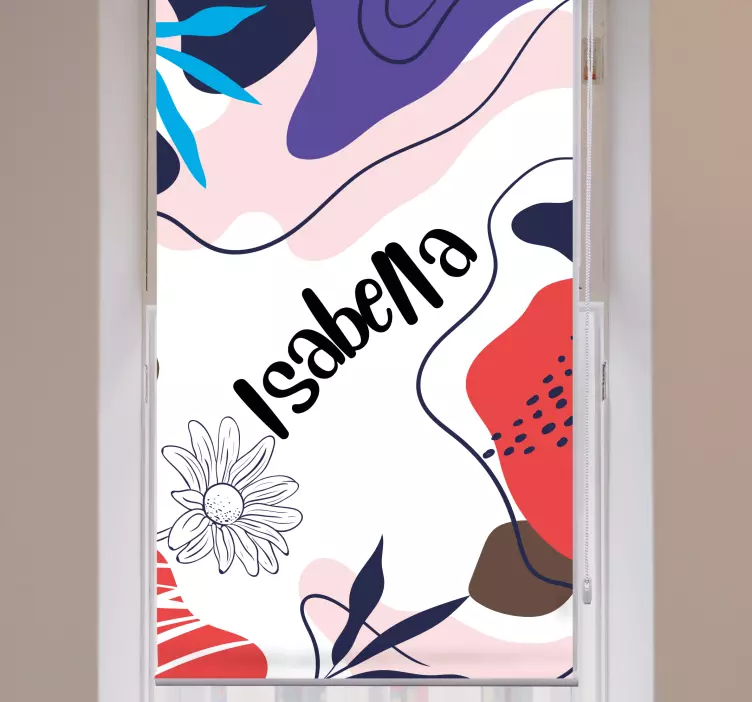 Floral name motif modern roller blind - TenStickers