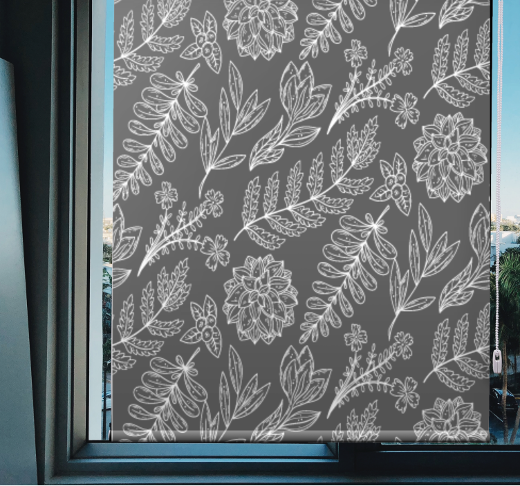 Floral Outline Pattern roller blind flowers - TenStickers