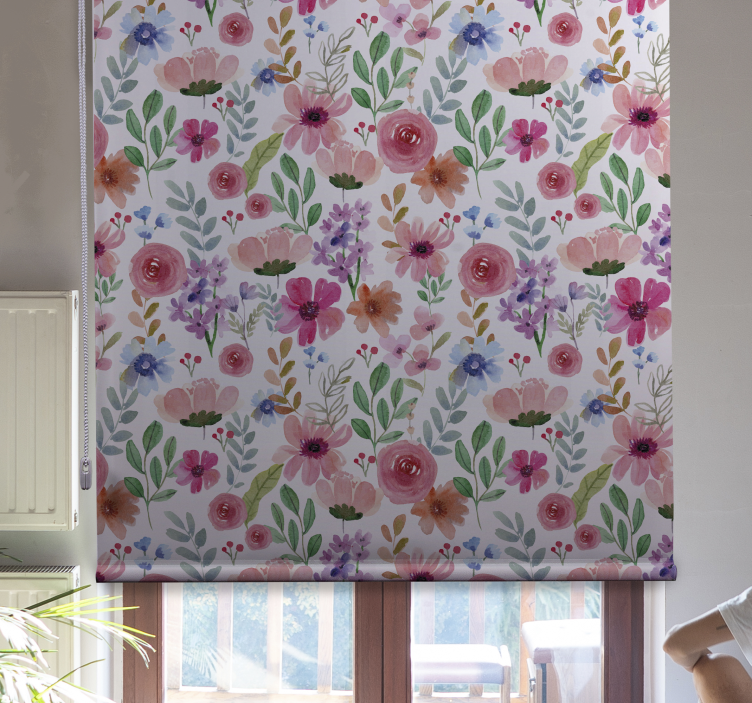 Floral Pattern Elegance roller blind flowers - TenStickers